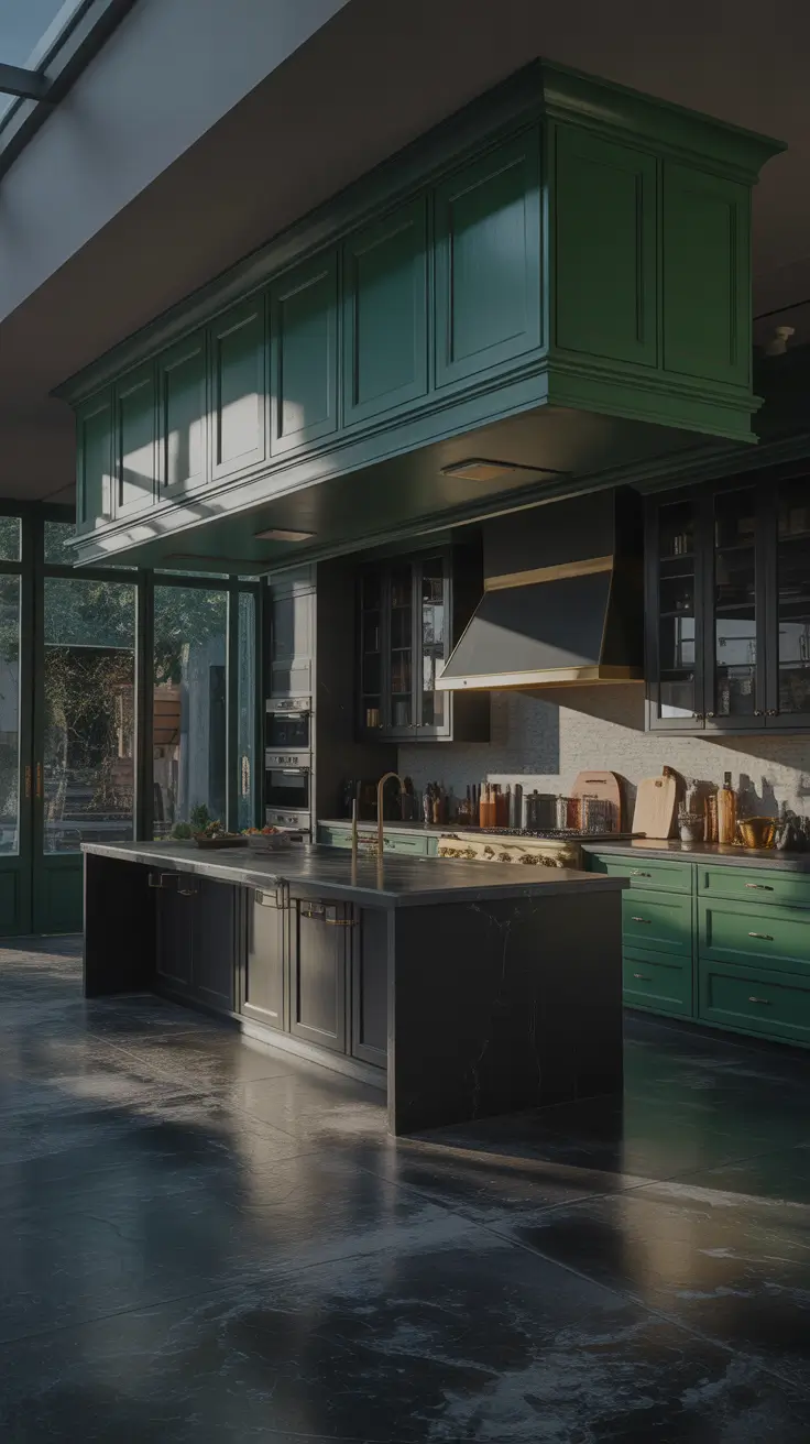 Green Kitchen Ideas 2026 Dramatic Black And Bottle Green Kitchen Ideas For Depth