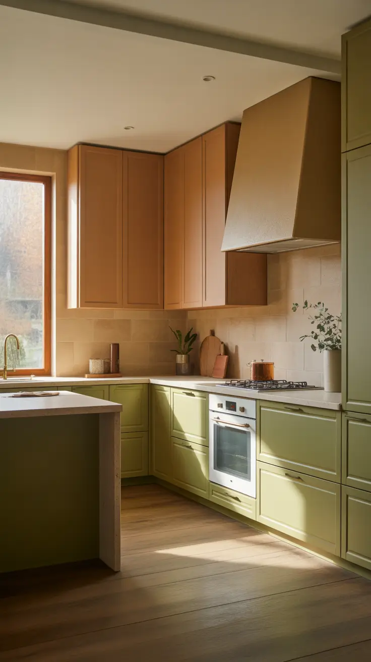 Green Kitchen Ideas 2026 Olive And Beige Green Kitchen Ideas With Warm Contrast