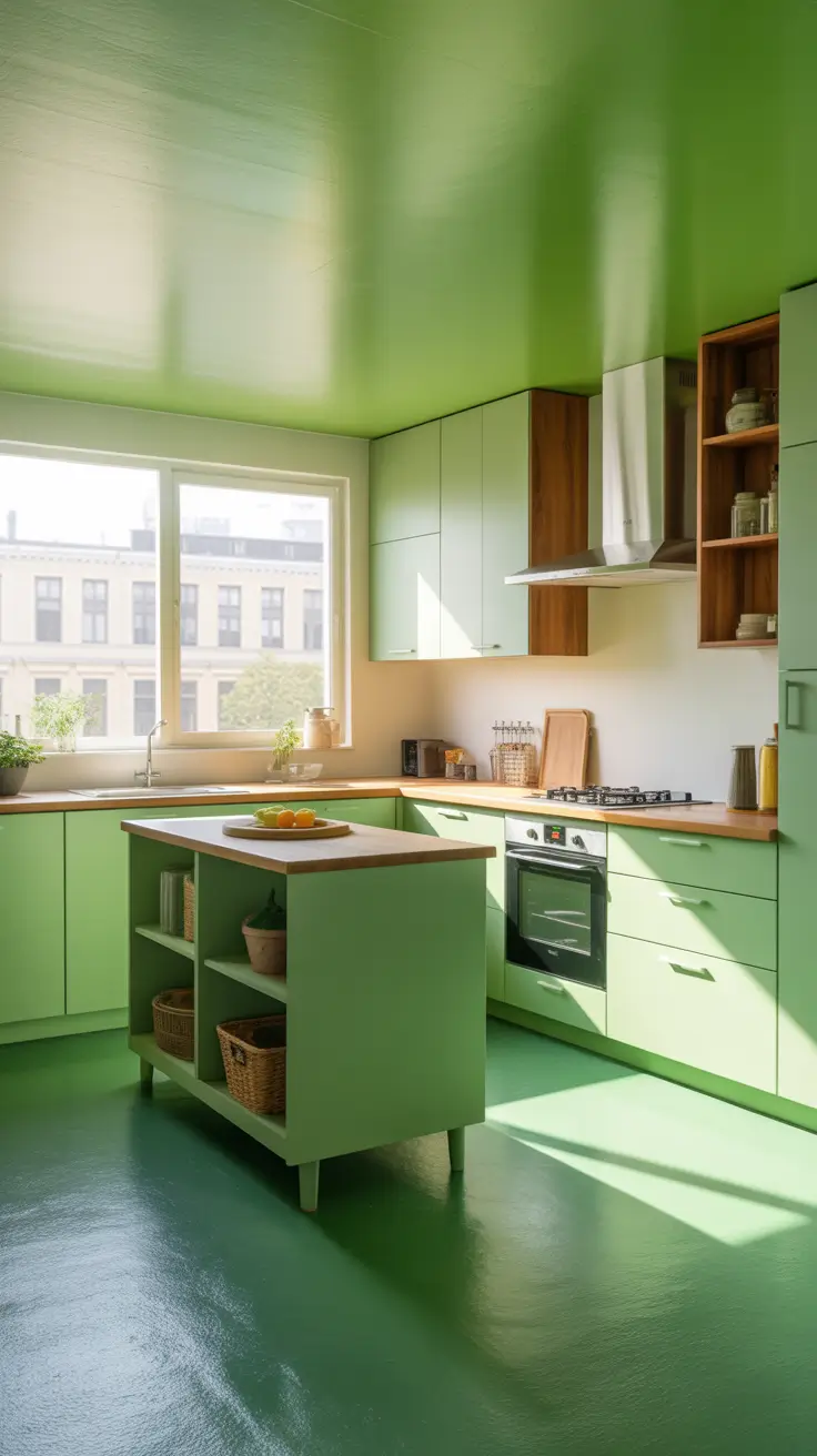 Green Kitchen Ideas 2026 Fresh Pistachio Green Kitchen With Airy Natural Light