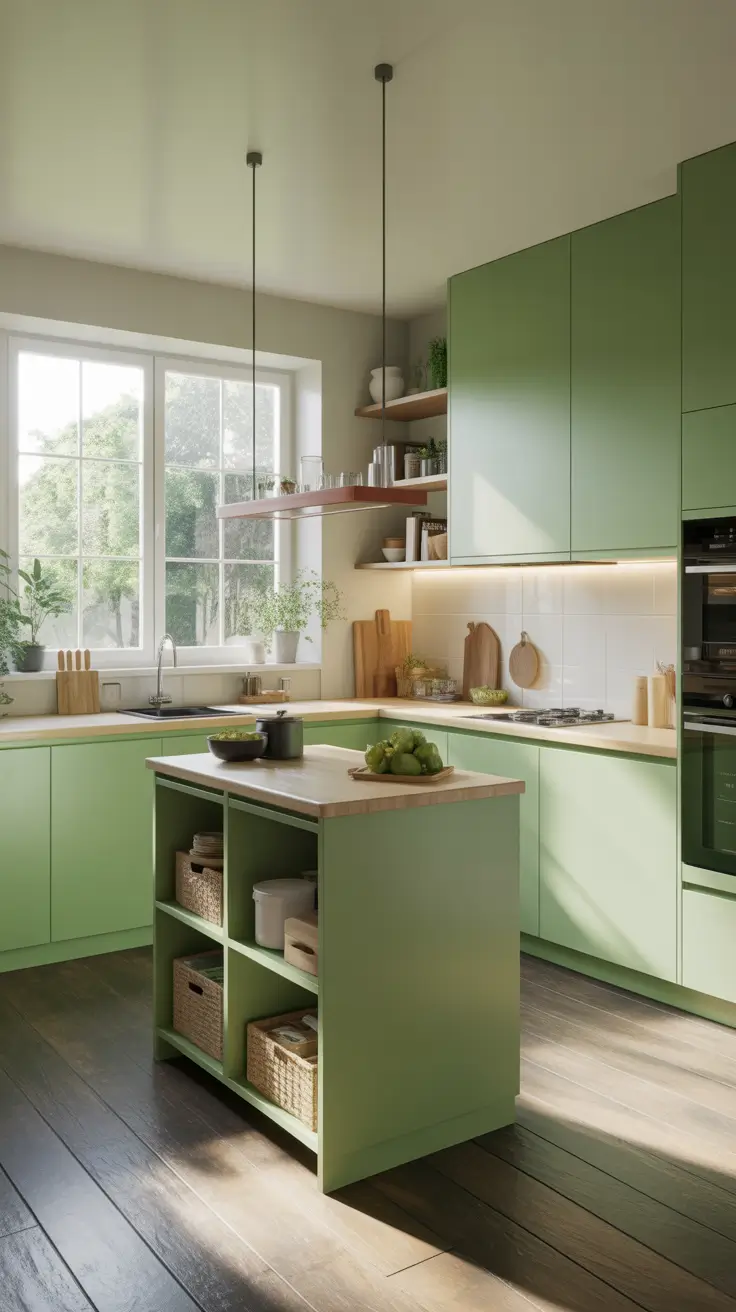 Green Kitchen Ideas 2026 Fresh Pistachio Green Kitchen With Airy Natural Light