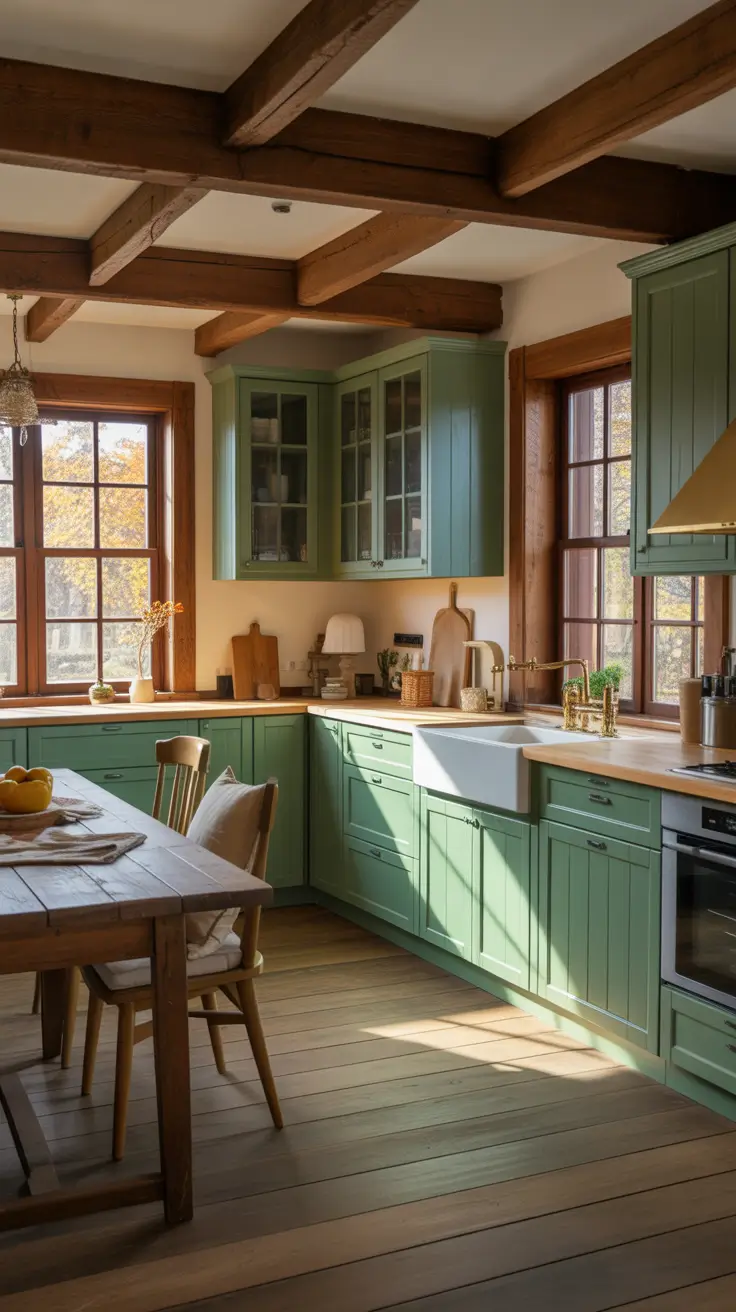 Green Kitchen Ideas 2026 Cozy Green Kitchen Ideas Farmhouse With Wood And Rustic Charm