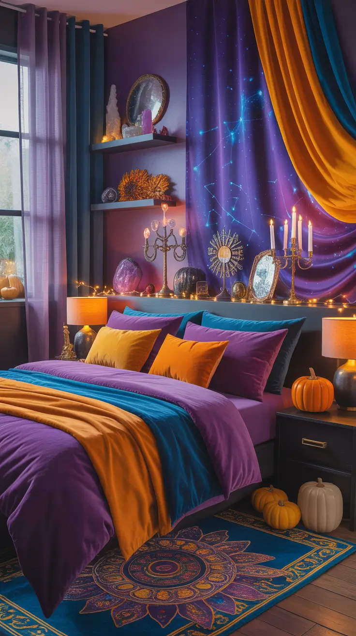 Halloween Bedroom Decor 2026 Purple And Blue Halloween Bedroom Decor With Magical Energy