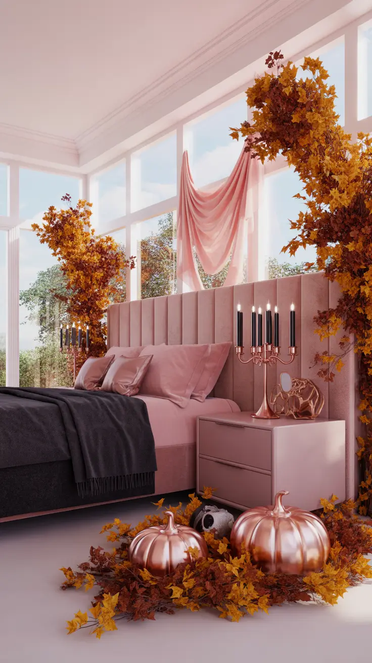 Halloween Bedroom Decor 2026 Elegant Halloween Bedroom Decor With Metallic Pumpkin Accents