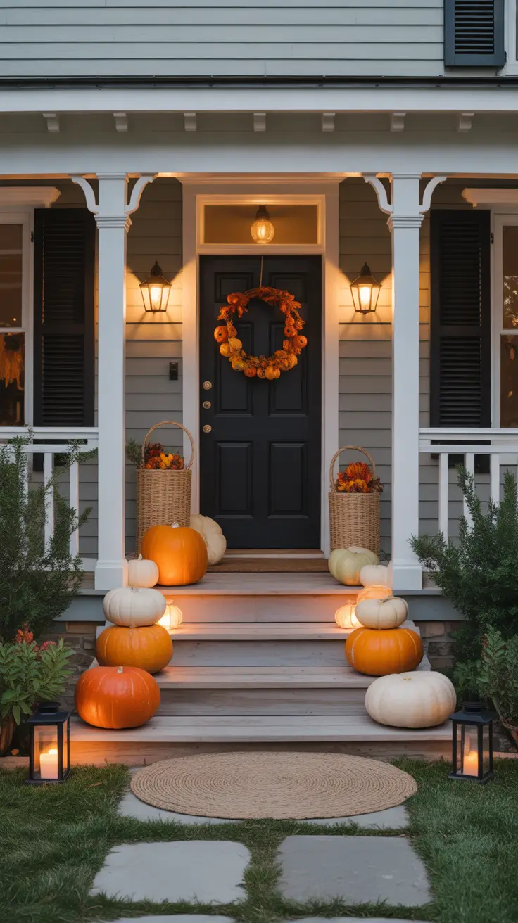 Halloween Decor Ideas Front Porch With Classic Autumn Symmetry