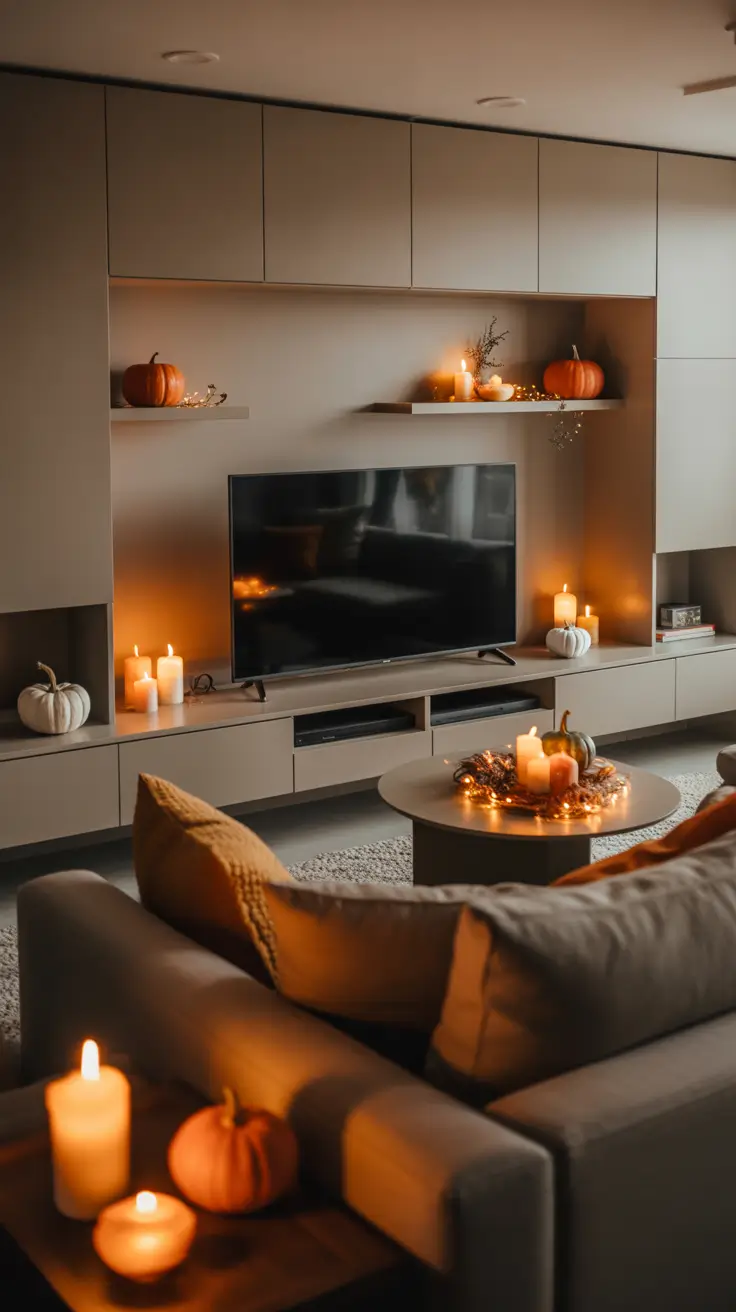 Halloween Decor Ideas Living Room With Warm Minimalist Glow