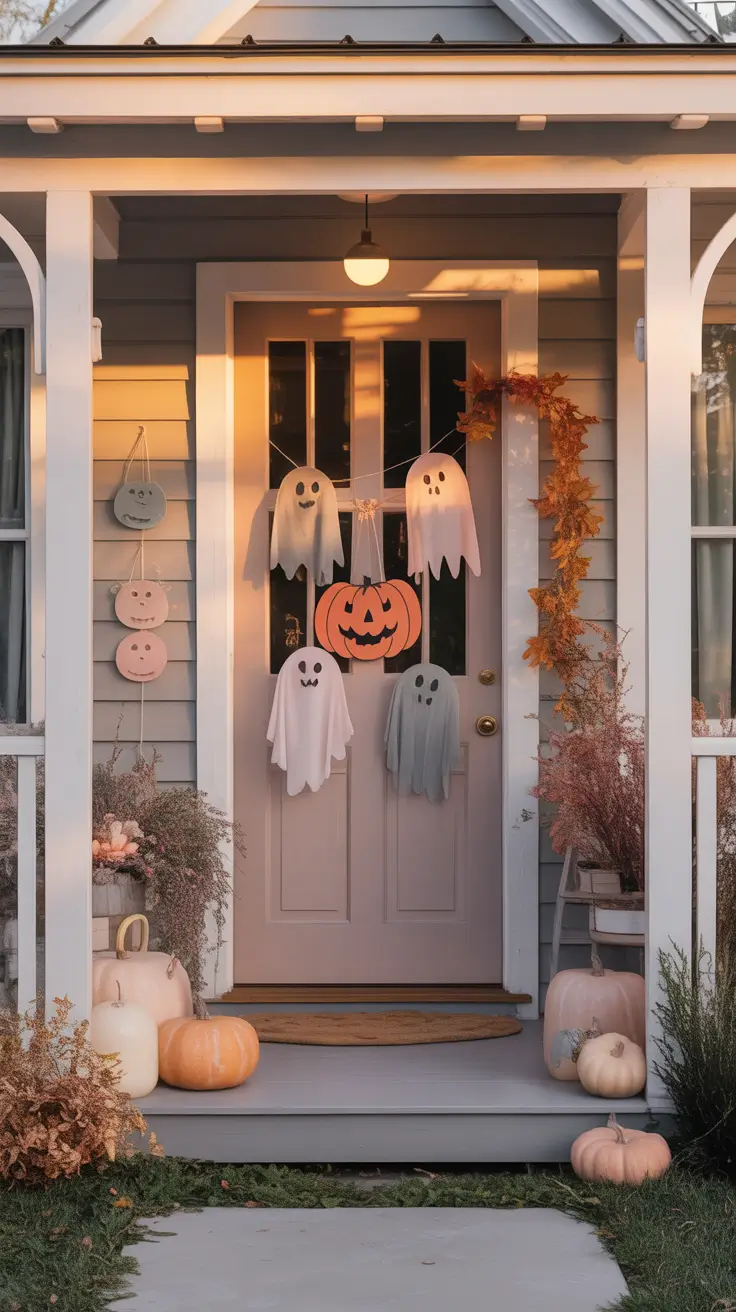 Halloween Door Hangers Ideas 2026 Soft Neutral Ghost Halloween Door Hangers For Subtle Decor