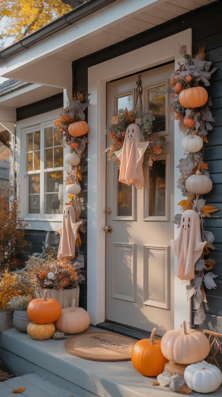 Halloween Door Hangers Ideas 2026 Soft Neutral Ghost Halloween Door Hangers For Subtle Decor