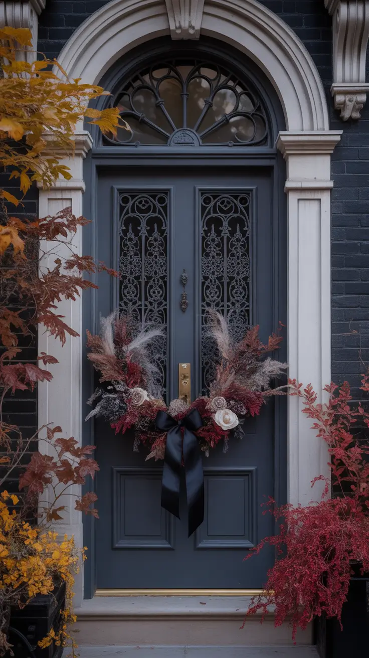 Halloween Door Hangers Ideas 2026 Sunflower Burgundy Statement Wreath Halloween Door Hangers Ideas