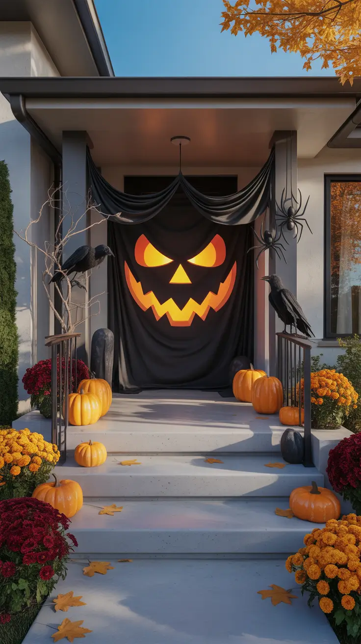 Halloween Door Hangers Ideas 2026 Dark Gothic Pumpkin Wreath Halloween Door Hangers Ideas