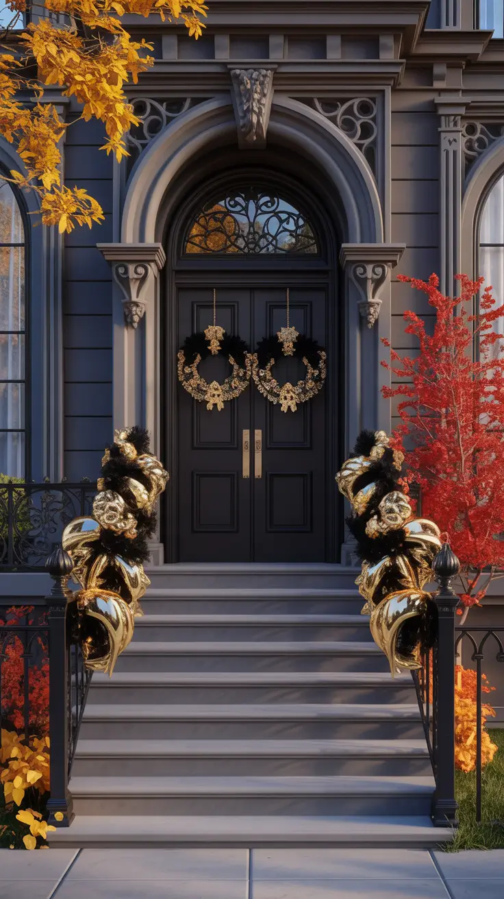 Halloween Door Hangers Ideas 2026 Elegant Gothic Halloween Door Hangers Ideas In Black And Gold
