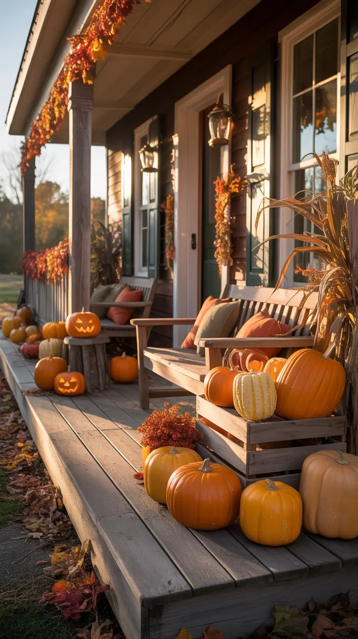 Farmhouse Halloween Decor Ideas For Front Porch With Rustic Texture