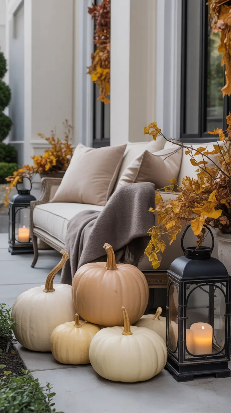 Classy Halloween Front Porch Decor Ideas With Neutral Fall And Tones