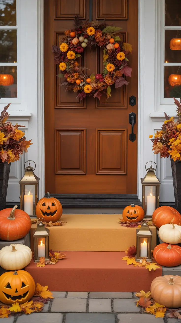 Elegant Halloween Front Porch Decor Ideas With Statement Wreaths