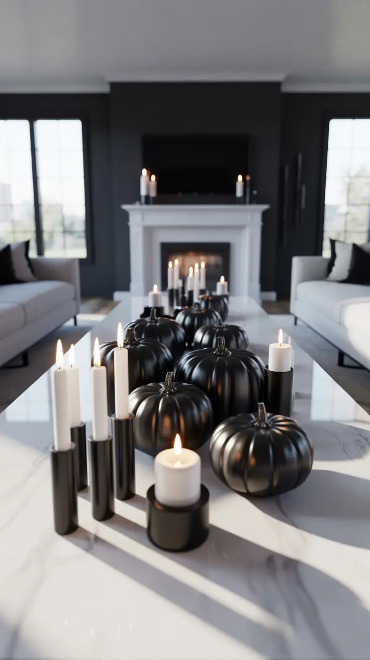 Halloween Mantle Ideas 2026 Black And White Halloween Mantle Decor Ideas With High Contrast