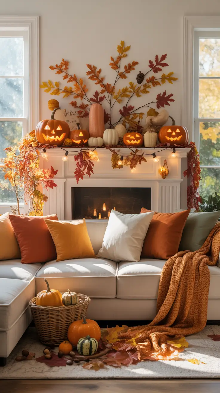 Halloween Mantle Ideas 2026 Cozy Knit Halloween Mantle Ideas With Soft Autumn Layers