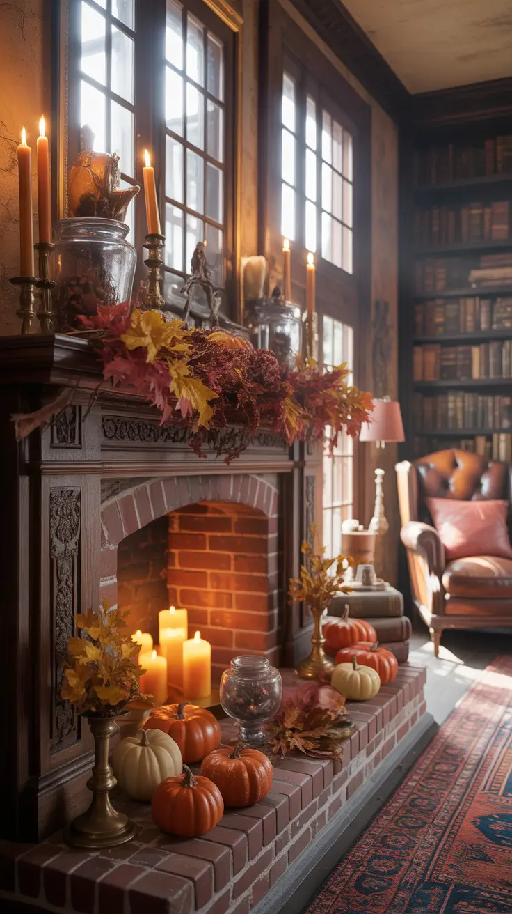 Halloween Mantle Ideas 2026 Moody Vintage Halloween Mantle Ideas With Candlelight Drama