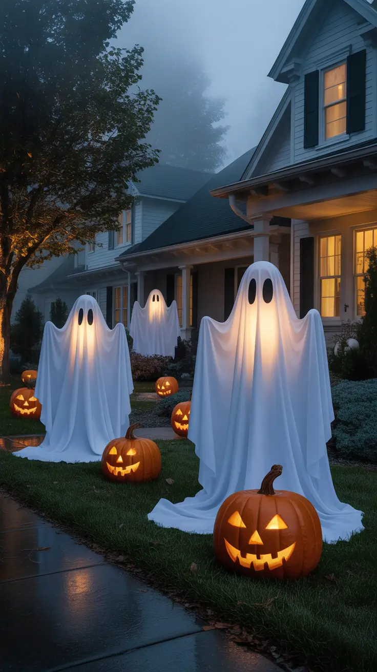 Halloween Outdoor Decorations 2026 Ghost Displays With Soft Drama
