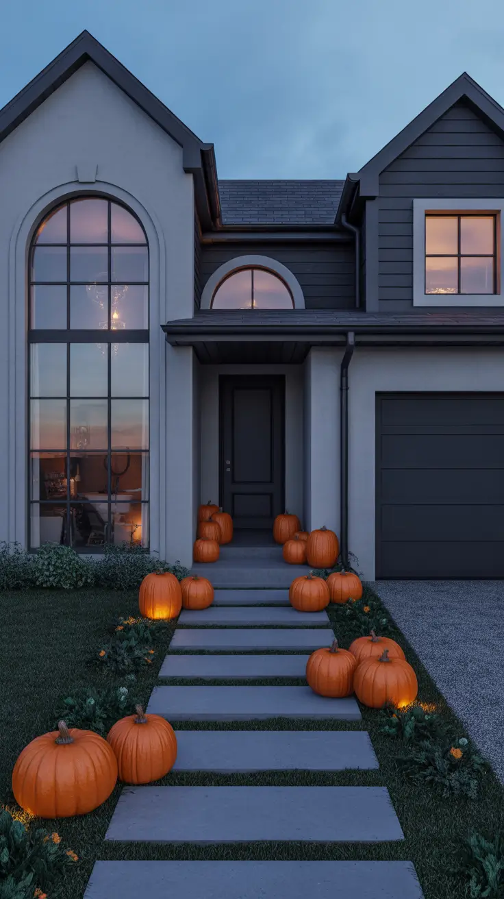 Halloween Outdoor Decorations 2026 Minimal Pumpkin Pathway Elegance
