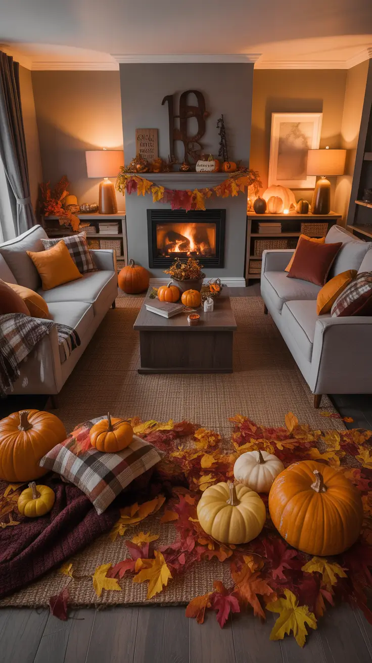 Indoor Halloween Decor Ideas Living Room Decor With Fall And Mood