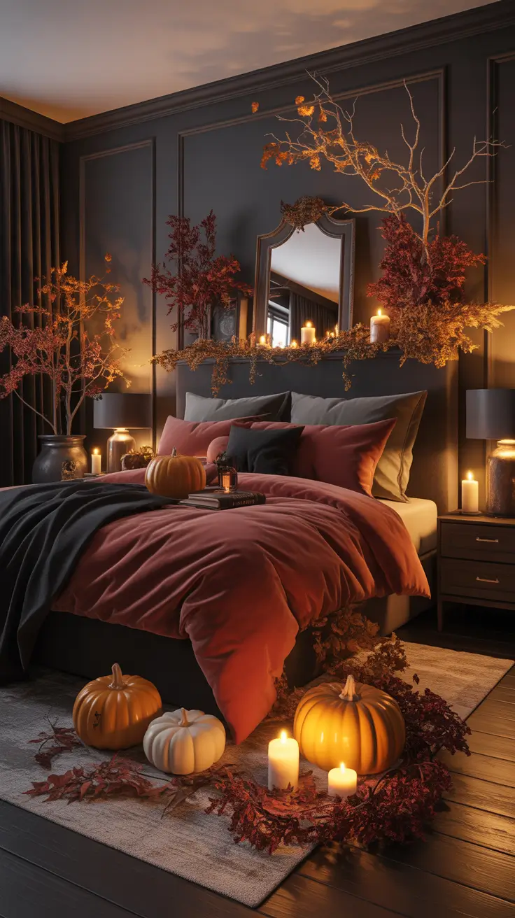 Halloween Room Decor Ideas Moody Bedroom With Candlelit Drama