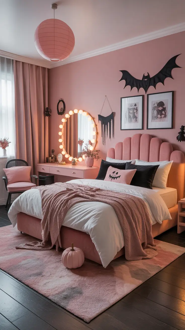 Halloween Room Decor Ideas Pink With Playful And Soft Goth Vibes