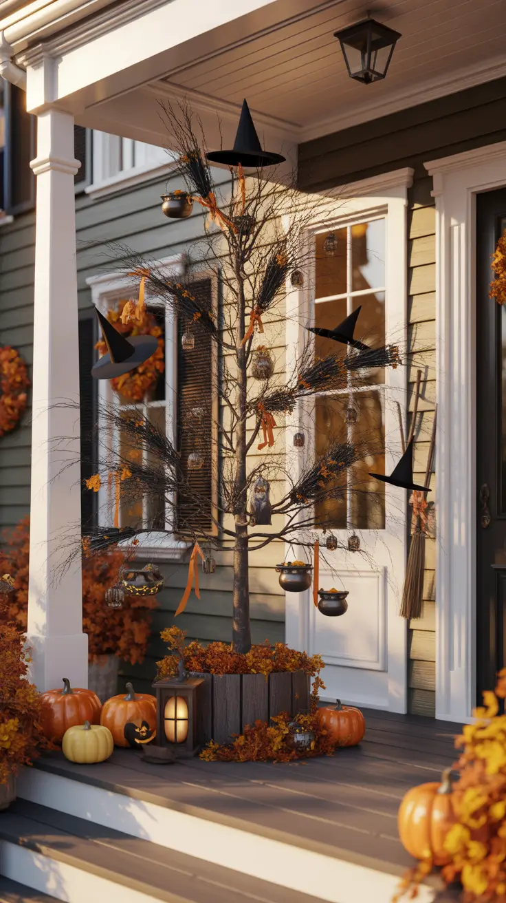 Halloween Tree Ideas 2026 Outdoor Front Porch Halloween Tree Ideas With Witch Theme