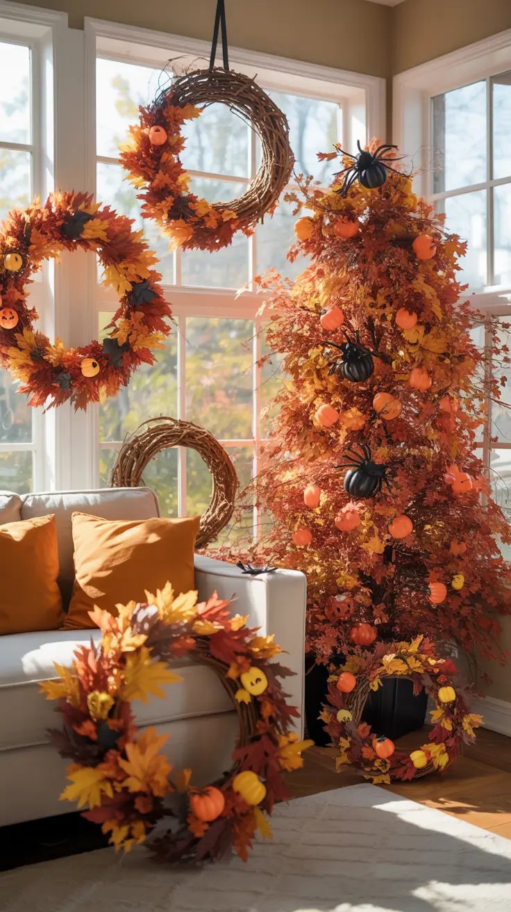 Halloween Tree Ideas 2026 Fall Halloween Tree With Wreath Decor