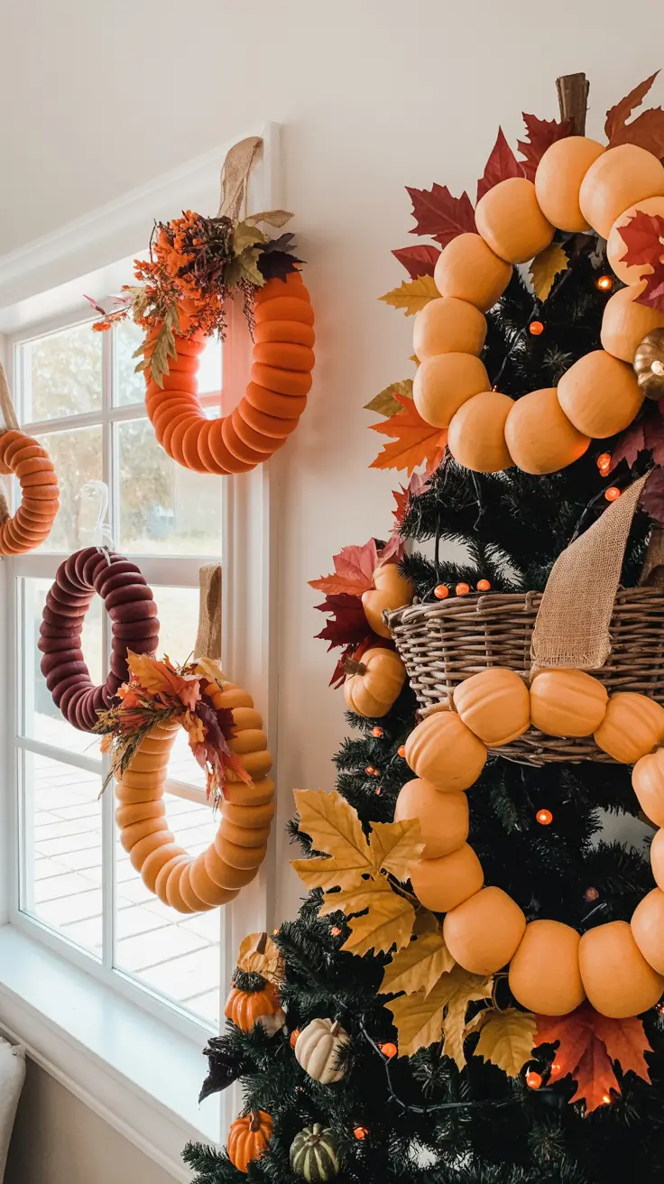 Halloween Tree Ideas 2026 Fall Pumpkin Wreath Tree Decor