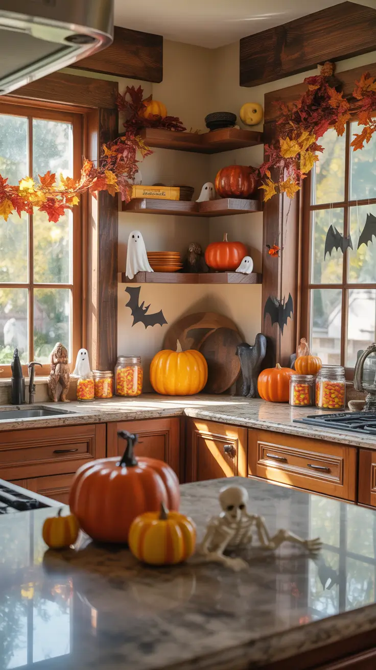 Kitchen Indoor Halloween Decor Ideas With Cute And Spooky Details