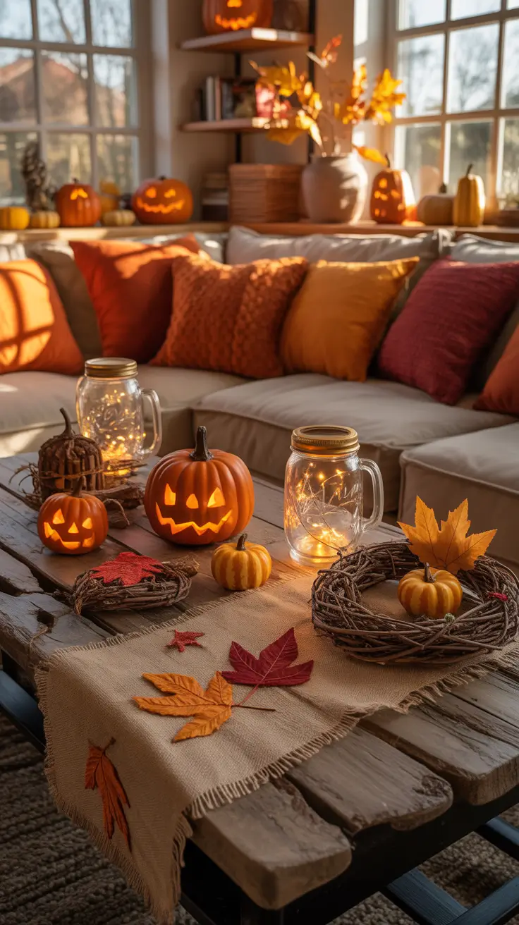 Warm Rustic Indoor Halloween Decor Ideas with Playful Details