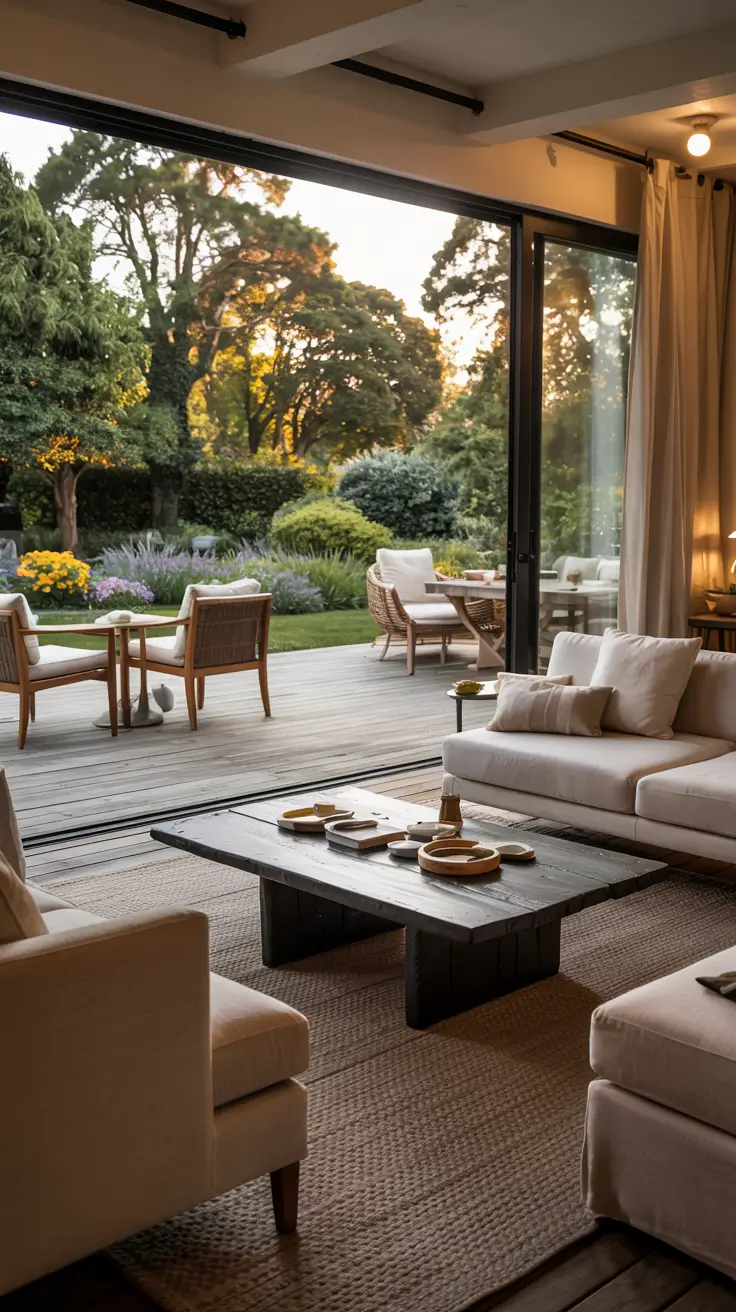 indoor - outdoor living room 2026 Indoor–Outdoor Living Room Open To Deck Views