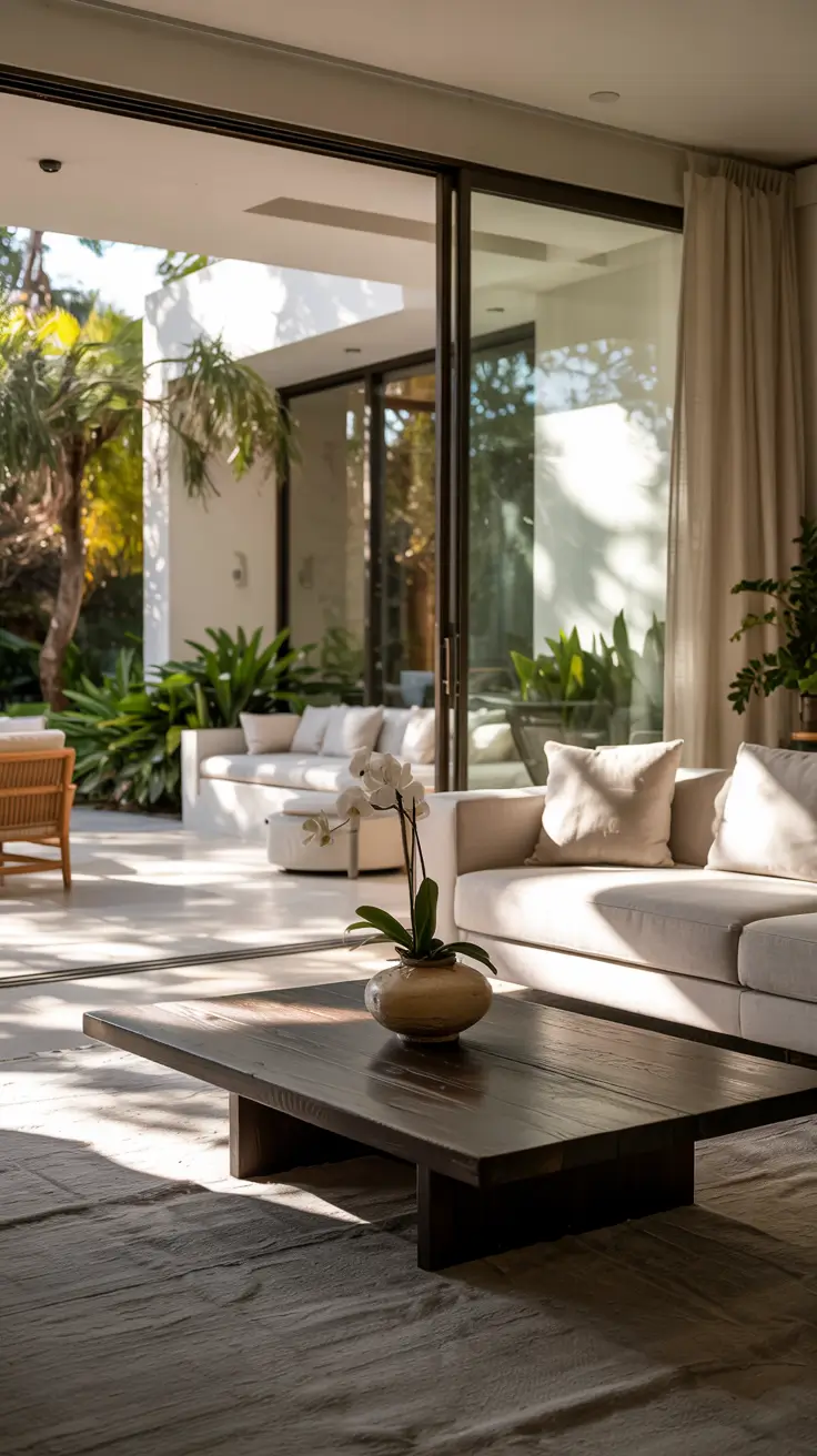 indoor - outdoor living room 2026 Glass Wall Design