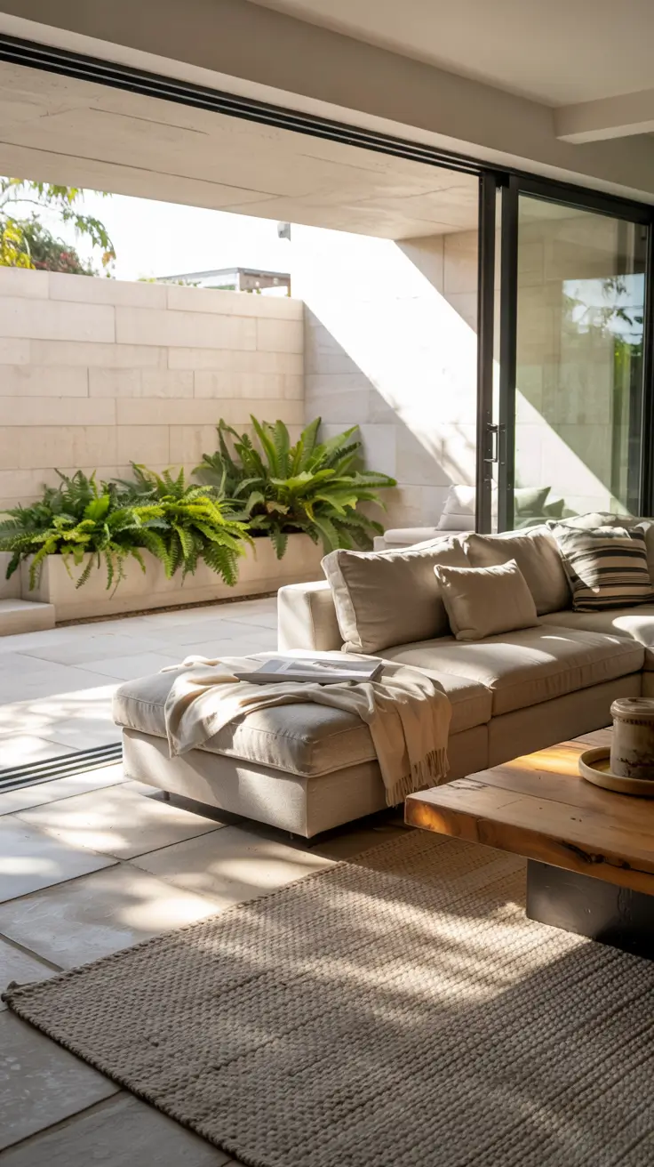 indoor - outdoor living room 2026 Modern Fireplace Design