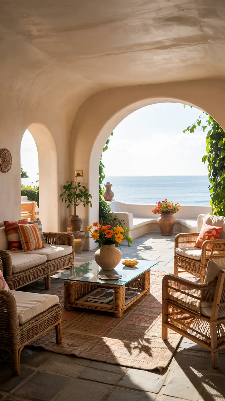 indoor - outdoor living room 2026 Mediterranean Arched Design