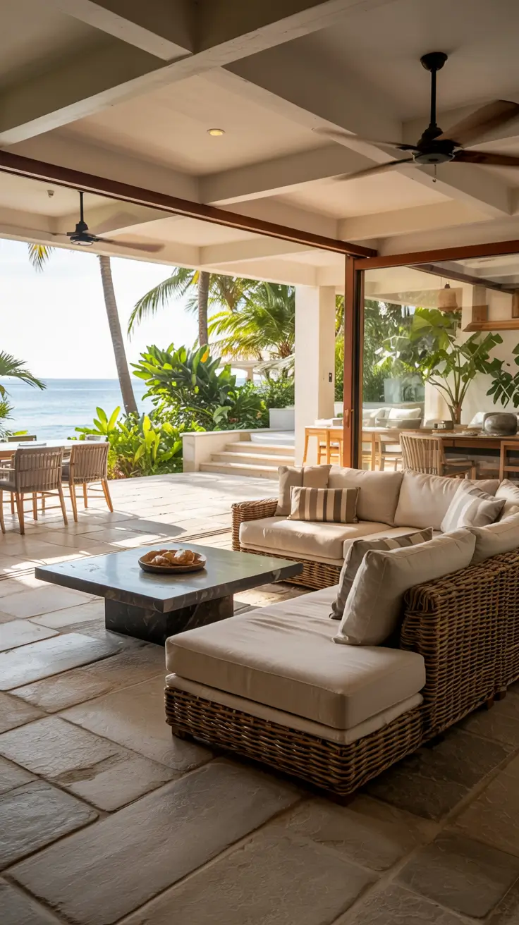 indoor - outdoor living room 2026 Tropical Pavilion Design