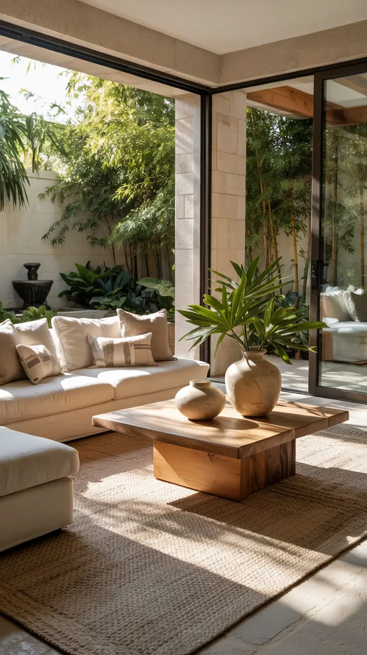 indoor - outdoor living room 2026 Courtyard Design