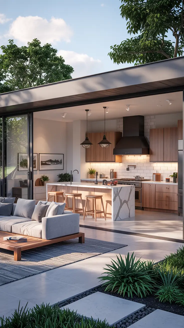 indoor - outdoor living room 2026 Indoor–Outdoor Living Room And Kitchen As One Seamless Space