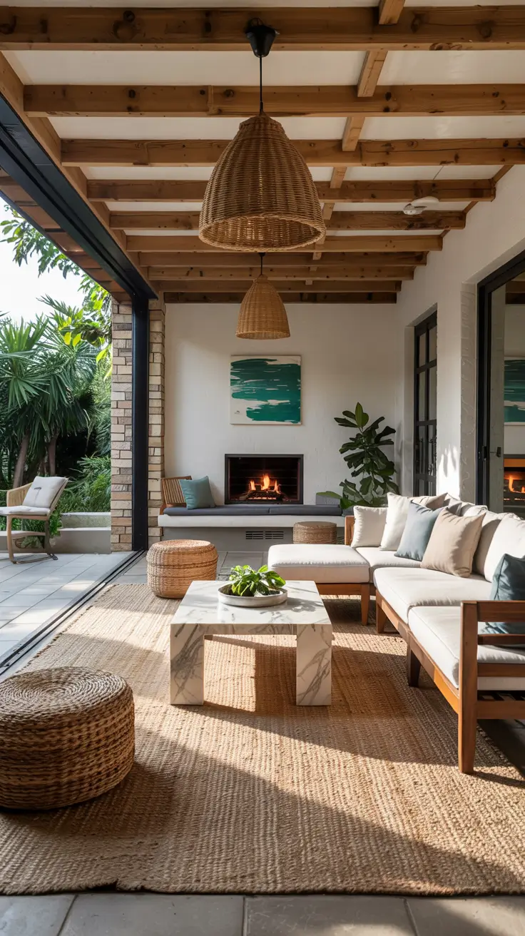 indoor - outdoor living room 2026 Rugs That Anchor Indoor–Outdoor Living Spaces