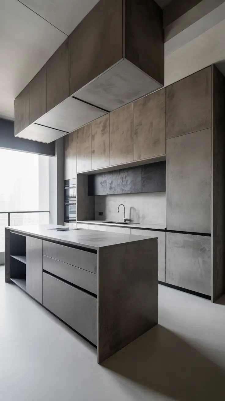 Kitchen Cabinets Ideas 2026 Cement Texture Kitchen Cabinets Ideas Design Modern