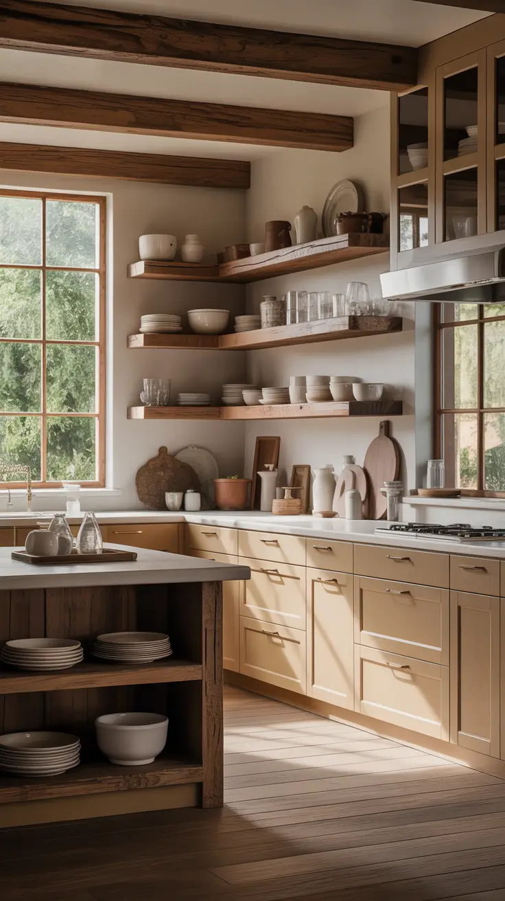 Kitchen Cabinets Ideas 2026 Rustic Farmhouse Kitchen Cabinets Ideas with Open Shelves