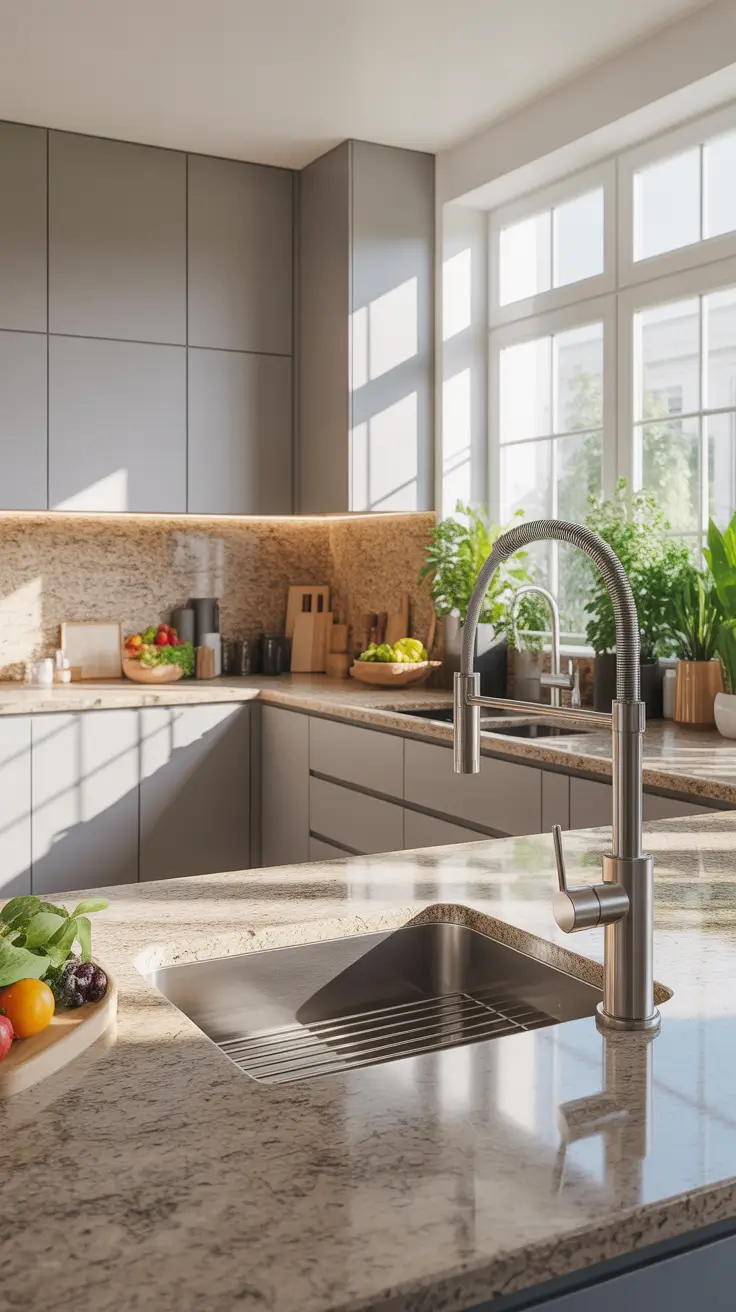 Kitchen Cabinets Ideas 2026 Warm Neutral Kitchen Cabinets Ideas with Statement Faucet