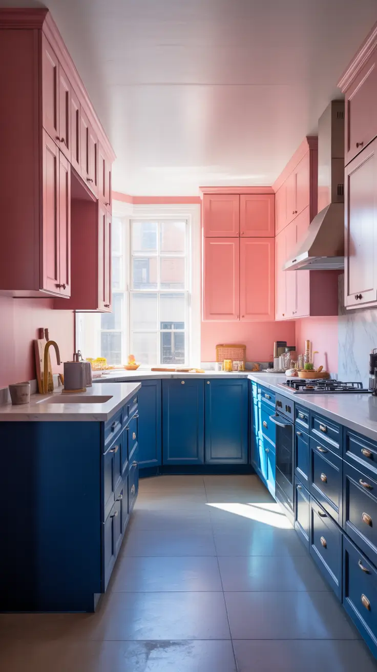 Kitchen Cabinets Ideas 2026 Kitchen Cabinets Ideas Colors Featuring Navy Blue And Pink Statements