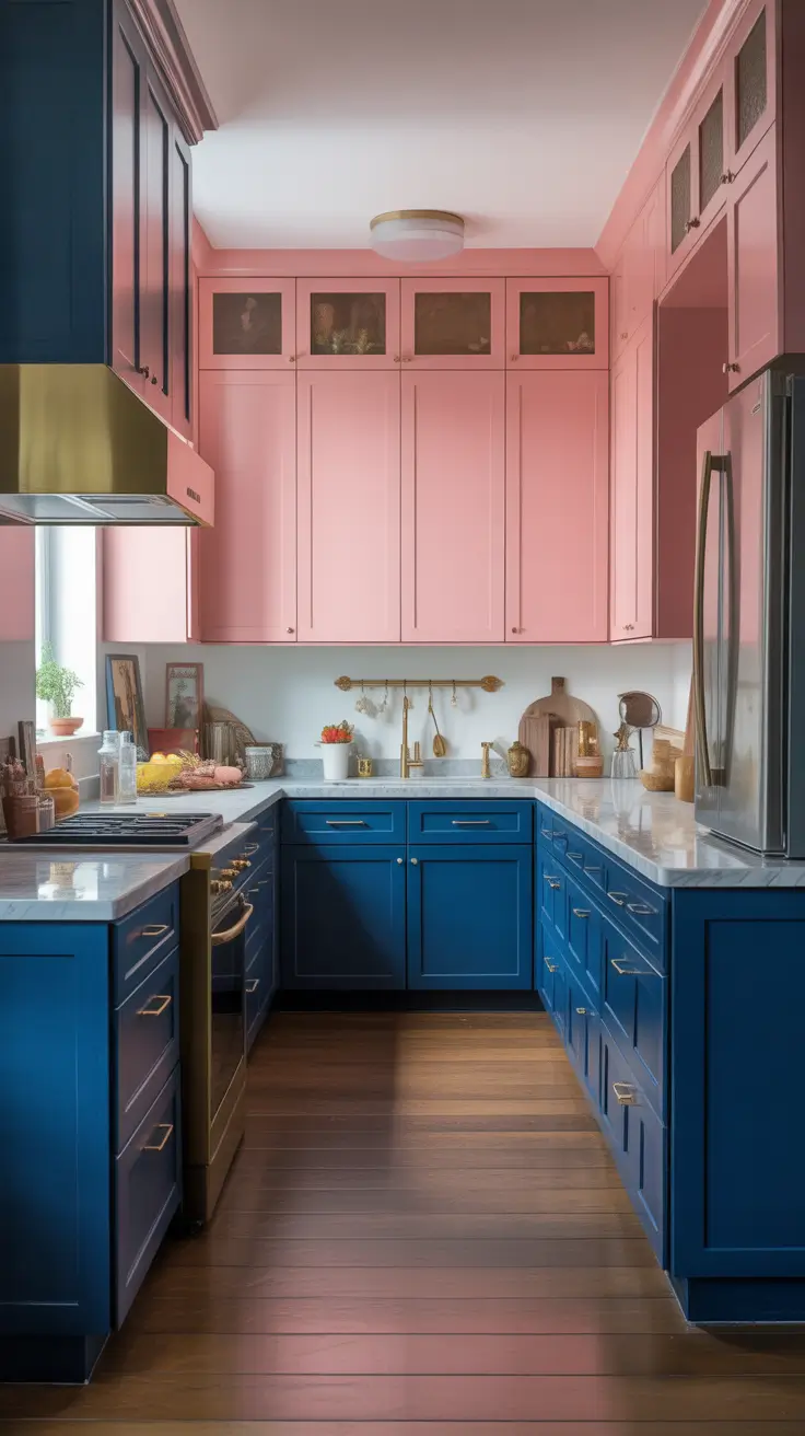 Kitchen Cabinets Ideas 2026 Kitchen Cabinets Ideas Colors Featuring Navy Blue And Pink Statements