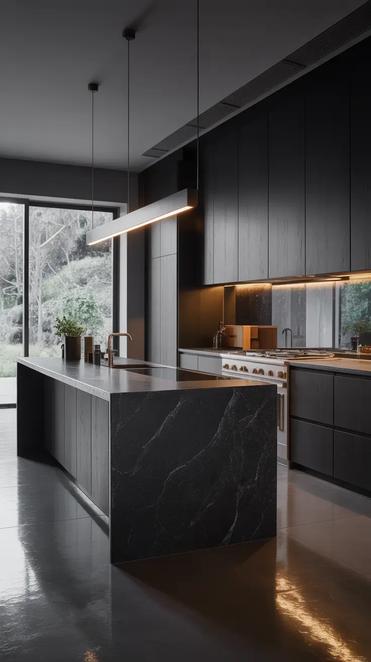 Kitchen Inspiration Ideas 2026 20 — Inspiring Luxury Modern Black Kitchen With Statement Island