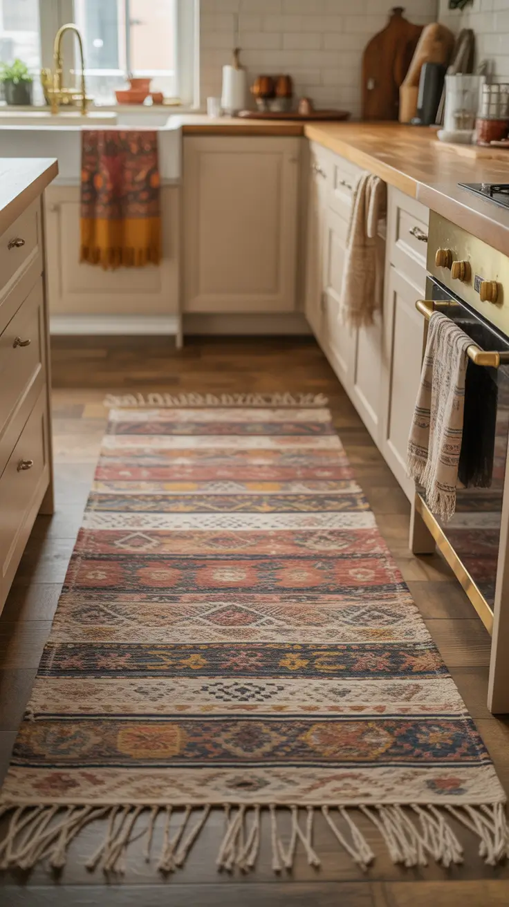 Kitchen Runner Rugs Ideas With Green Color Accent For A Fresh Natural Look