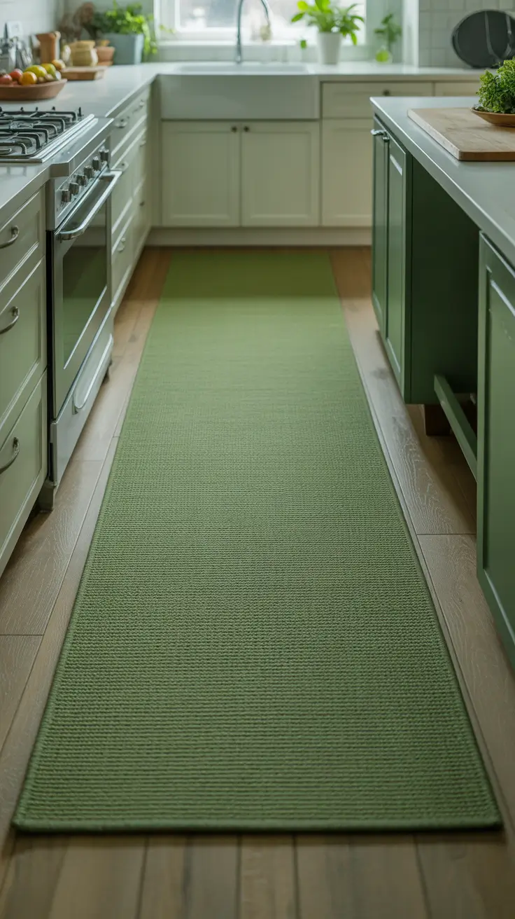 Kitchen Runner Rugs Ideas With Minimal Green Runner And Modern Farmhouse Style