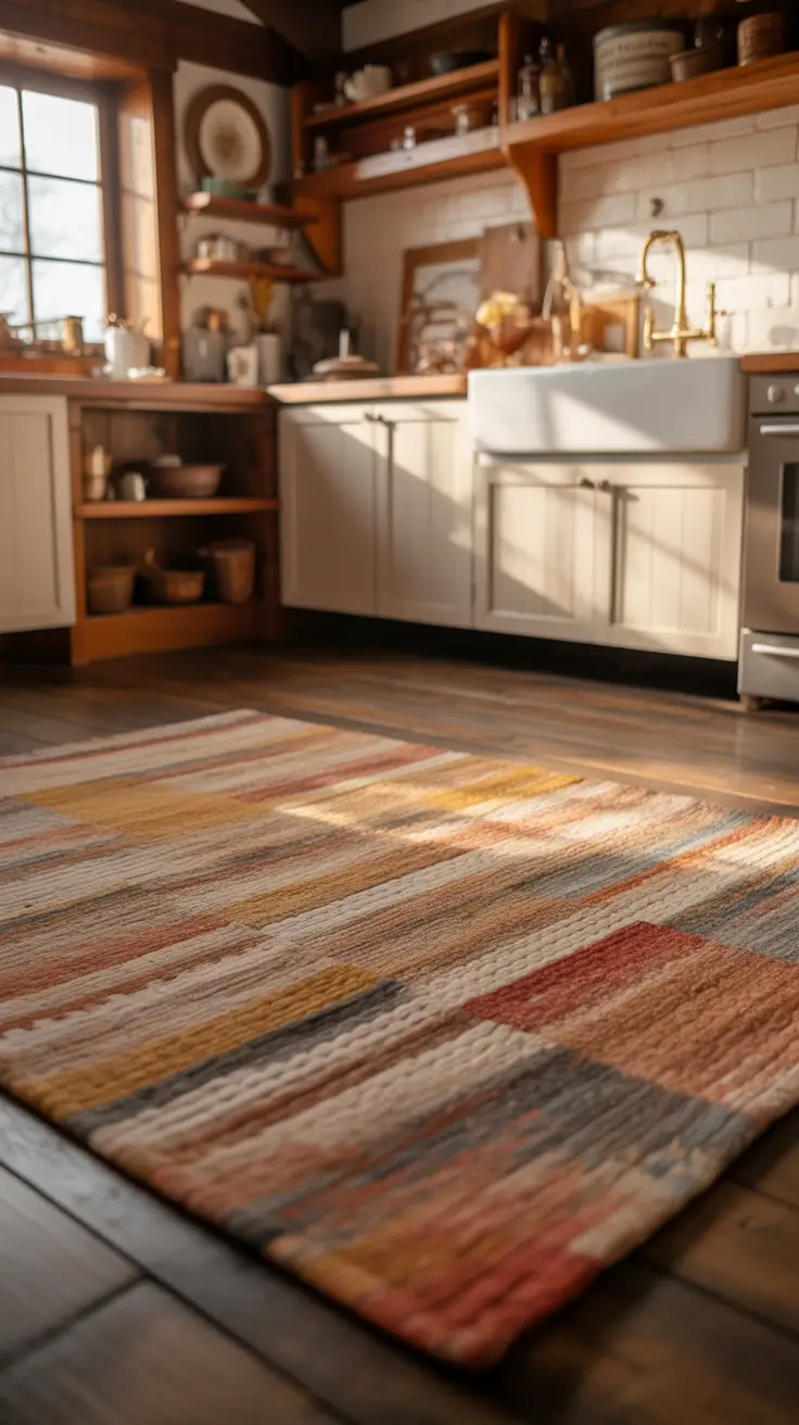 Kitchen Rugs Ideas Farmhouse With Cozy Woven Patterns And Warm Tones