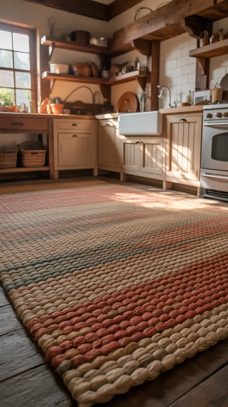 Kitchen Rugs Ideas Farmhouse With Cozy Woven Patterns And Warm Tones