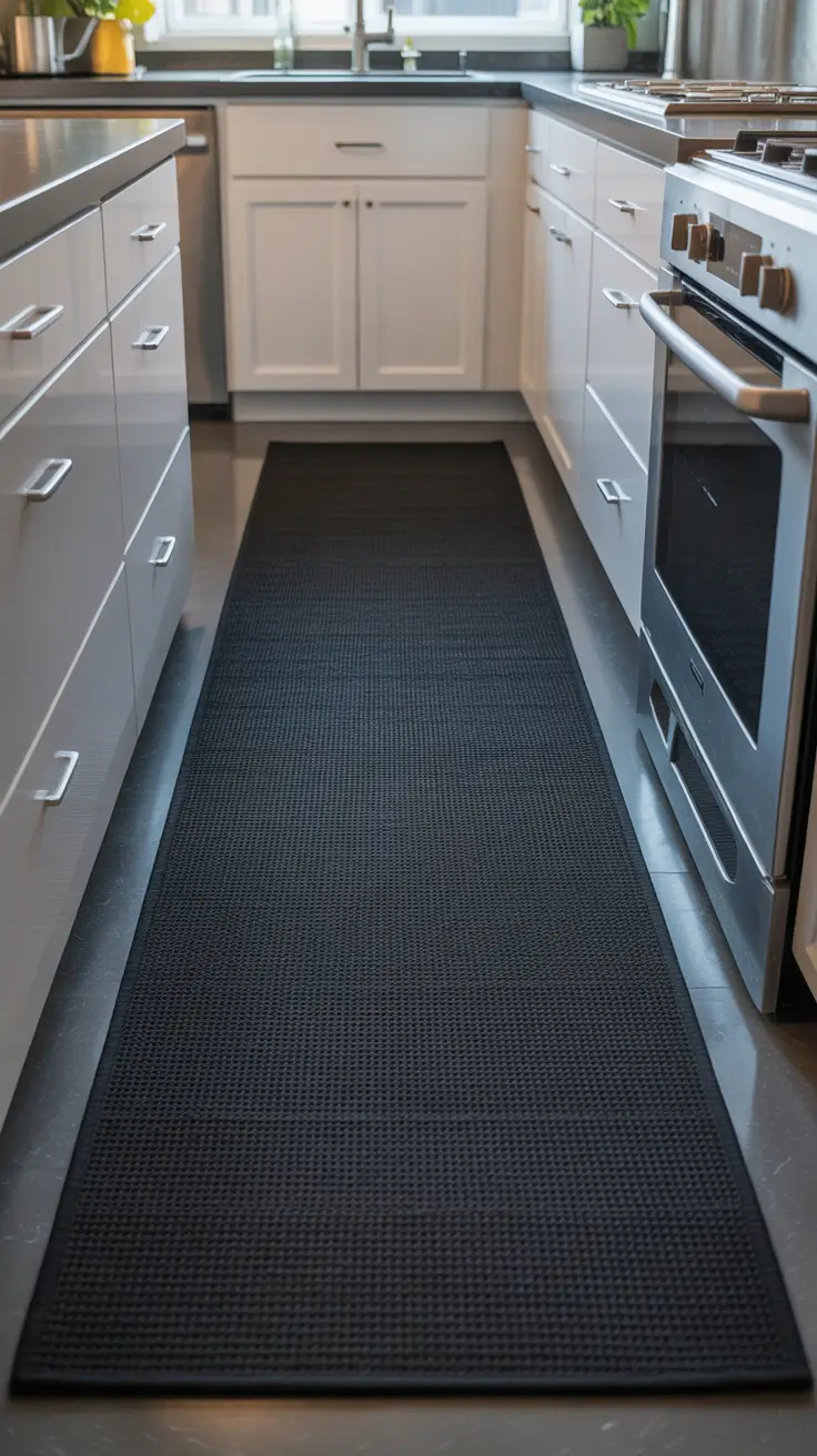 Galley Kitchen Rugs Ideas With A Modern Black Runner Look