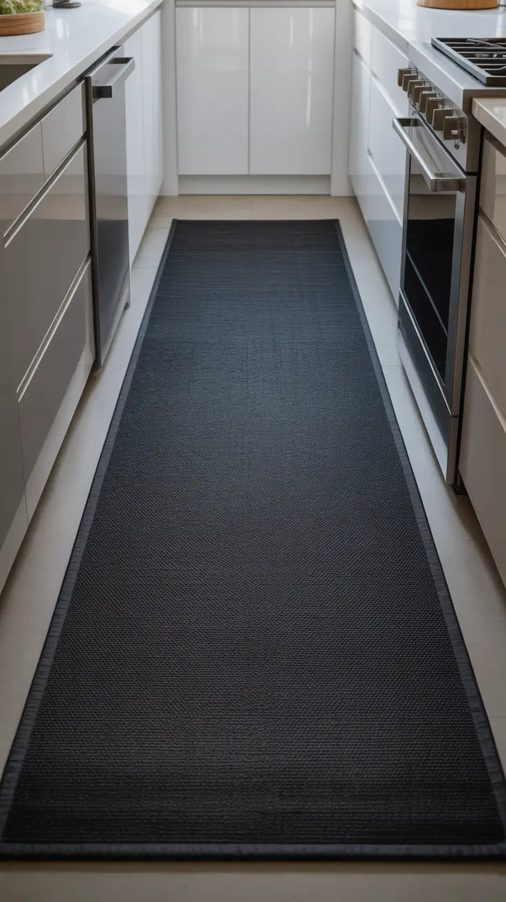 Galley Kitchen Rugs Ideas With A Modern Black Runner Look